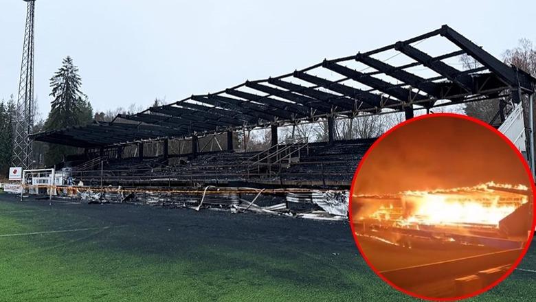 VIDEO/ 15-vjeçari i vendos zjarrin stadiumit, shkrumbohet tribuna kryesore e impiantit historik në Finlandë
