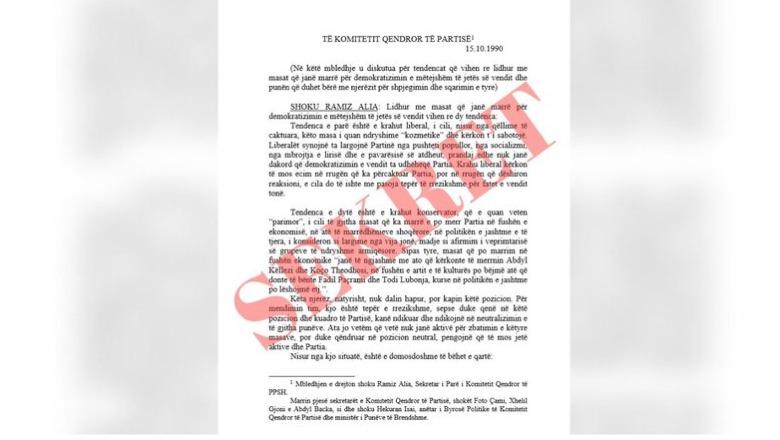 Dokumenti sekret i tetorit 1990/ Ramiz Alia: Iniciativën e demokratizimit të vendit duhet ta kemi ne