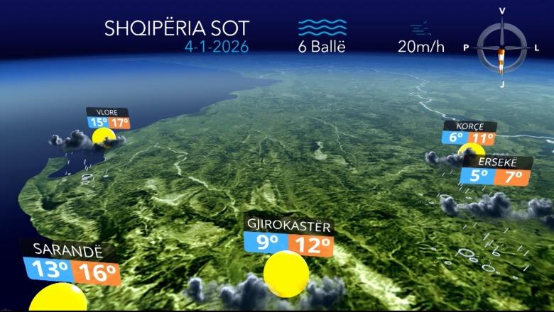 Vranësira dhe reshje shiu në të gjithë territorin, parashikimi i motit për ditën e sotme (VIDEO)