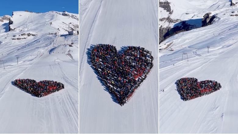 Koreografia e veçantë e skiatorëve në Crans-Montana të Zvicrës në përkujtim të 40 viktimave të zjarrit në disko (VIDEO)