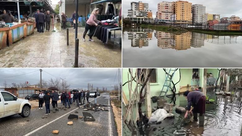 Përmbytjet/ 3100 ha tokë nën ujë në Lezhë, banorët në protestë: Situatë e përsëritur, nuk pastrohen kanalet (PAMJET ME DRON)