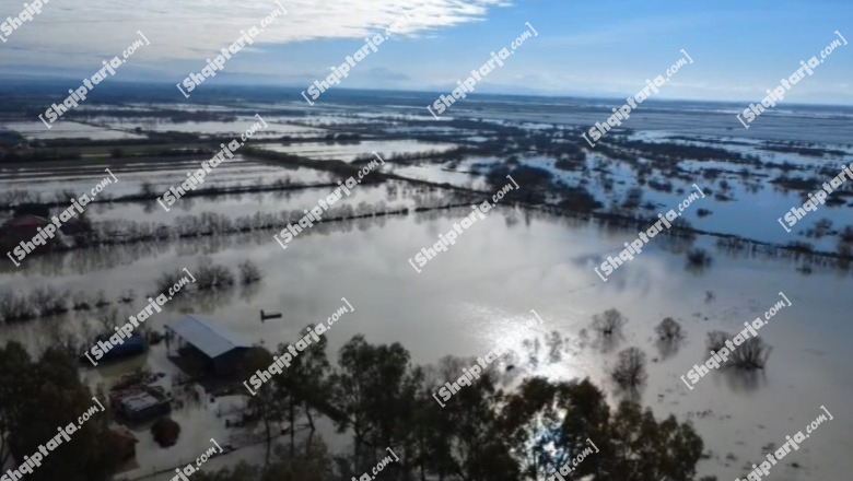 Lumi Seman vijon të tërhiqet, por në Hasturkas të Fierit ende 20 banesa të përmbytura! Banorët: Presim ndihmë nga shteti (PAMJE ME DRON)