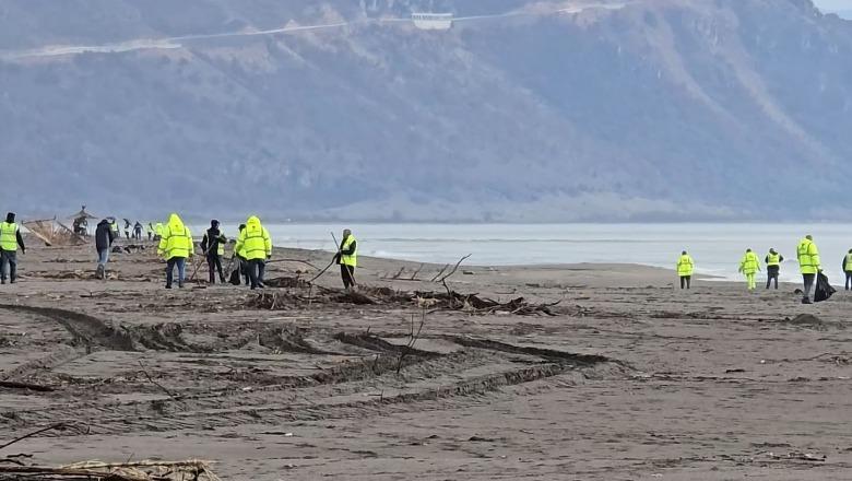 Prej tre ditësh vijon pastrimi i bregdetit në Velipojë, 65 punonjës të angazhuar