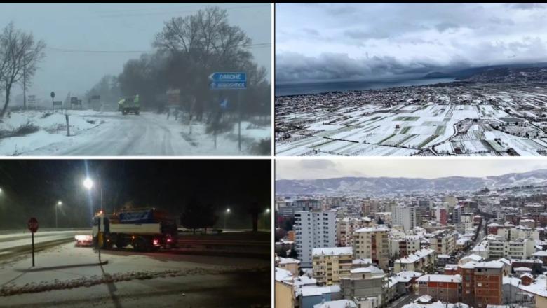Veriu e juglindja ‘vishen’ nga dëbora, arrin 50 centimetra në Dardhë të Korçës! Ndërpritet lëvizja e kamionëve në doganën e Qafë Thanës, akset rrugore të hapura