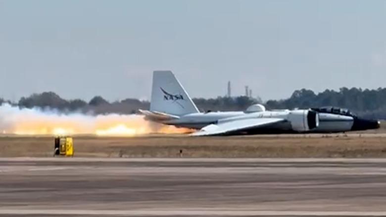 Avioni i NASA-s bën ulje të detyruar në Houston, rrëshqet përgjatë pistës dhe përfshihet nga flakët 