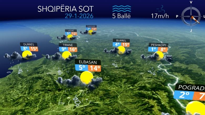 Reshje dhe vranësira në të gjithë vendin, parashikimi i motit për ditën e enjte (VIDEO)