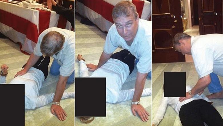 Dosja Epstein/ Publikohen FOTO të reja të Princit Andrew, shfaqet sipër një gruaje të shtrirë në dysheme