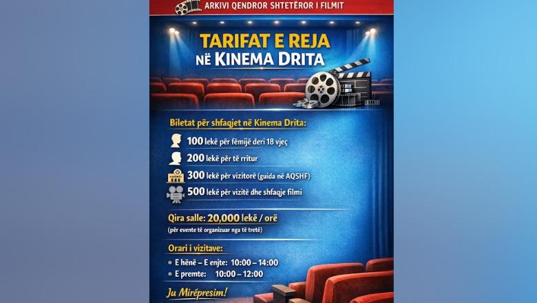Kinema ‘Drita’, pjesë e hartës turistike të Tiranës! AQSHF publikon tarifat e biletave për ata që duan të ndjekin shfaqjet