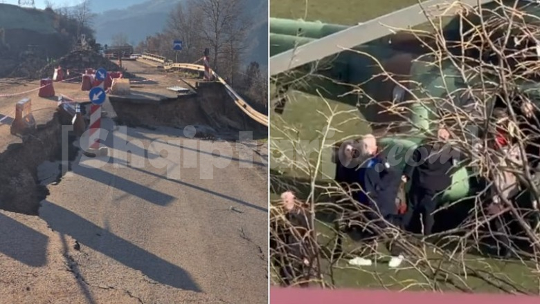 Shkoi në Korçë me helikopter pas bllokimit të rrugës Librazhd-Pogradec, Rama: Ligësi e madhe t'i faturosh qeverisë problematikën e një rrëshqitje gjeologjike