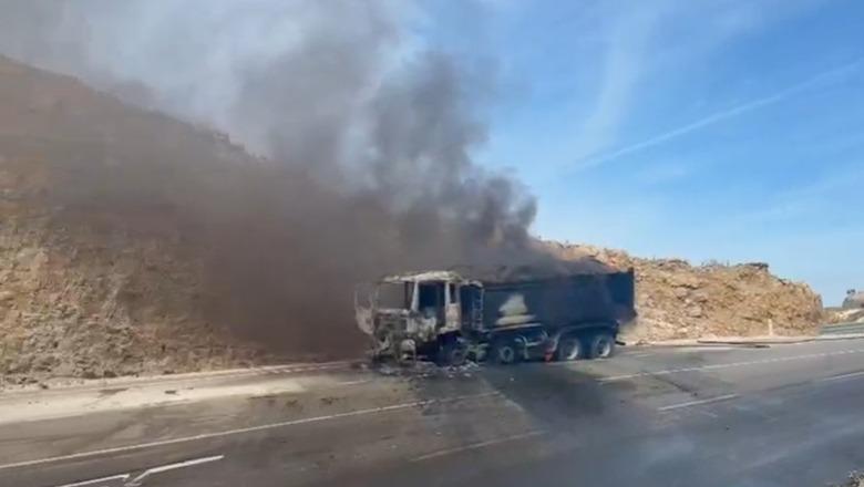 Mori flakë në ecje, shkrumbohet kamioni në bajpasin e Vlorës