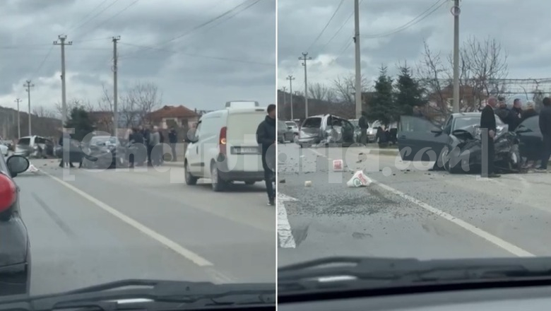 Makinat bëhen copë pas përplasjes së fortë në aksin Korçë–Maliq, disa të lënduar 