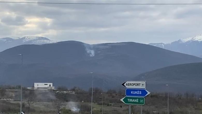 Zjarr në një masiv pyjor në Kukës, flakët përfshijnë një sipërfaqe të konsiderueshme me lëndë drusore