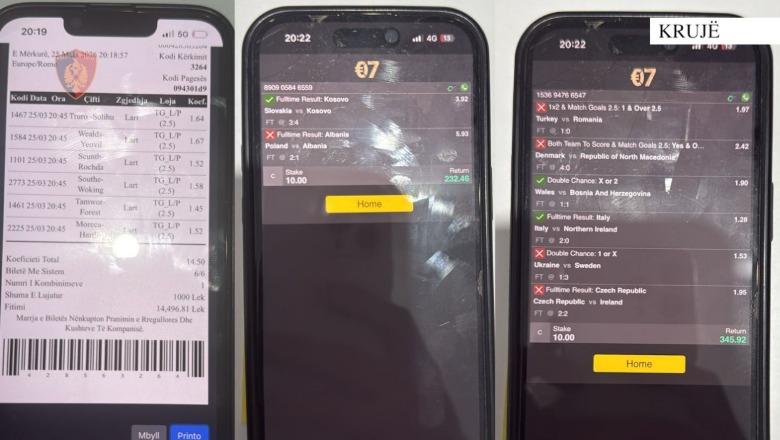 Krujë/ Organizonin lojëra sportive të jashtëligjshme, arrestohen 2 persona! Një tjetër nën hetim