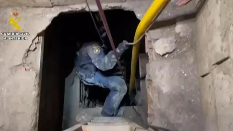 Kapen 17 tonë hashash e miliona euro në Spanjë, droga prodhohej e përpunohej në tunelin nëntokësor me 3 nivele, sistem shinash dhe vinçash