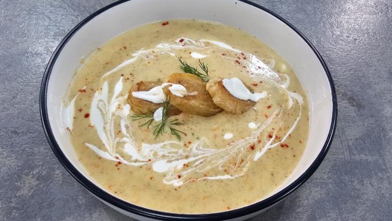 Supë krem me mish dhe perime pranverore nga zonja Albana 