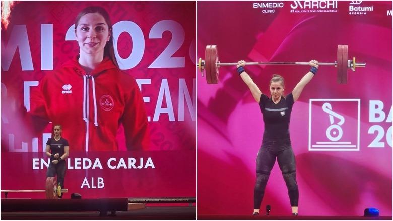 Enkileda Carja shkruan historinë, thyen dy rekorde në Kampionatin Evropian të Peshëngritjes! Në total ngriti 226 kilogramë