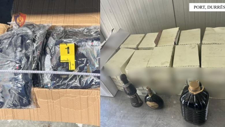 Kontrabanda në Portin e Durrësit, sekuestrohen 3300 palë veshje dhe qindra litra pije alkoolike pa faturë, një i arrestuar dhe një nën hetim