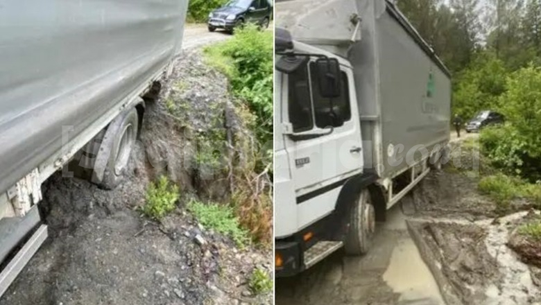 Rrëshqitje dherash në Gramsh-Kukur, bllokohet aksi, ngec edhe një kamion me mallra