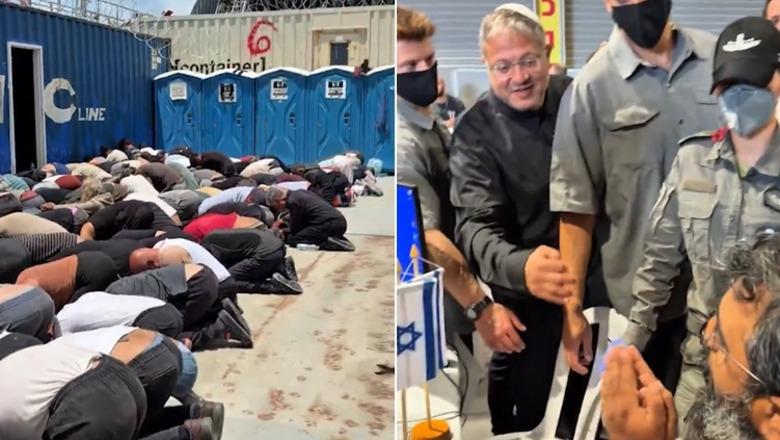 Me pranga e sy të lidhur, Ministri izraelit vizion aktivistët e ndaluar të flotiljes ‘Sumud’: Shiko si janë katandisur, të mbyllen në burgjet antiterrorizëm