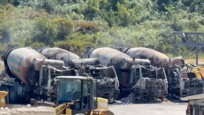 Digjen 4 makina betoniere në Vlorë, shkak dyshohen konfliktet e pronarit Blerti Mëhillaj  (VIDEO)