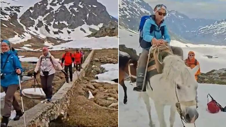 Peizazhe dimri në pranverë, Alpet Shqiptare ende nën ‘velin’ e dëborës! Turistët eksplorojnë me kuaj shtigjet e bjeshkët e Tropojës