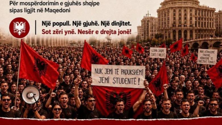 'Gjuha shqipe është e drejtë, jo privilegj', protestë në Prishtinë në mbështetje të studentëve shqiptarë në Maqedoninë e Veriut