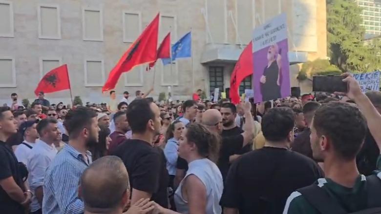 ‘Berisha në burg’, përplasje verbale mes të rinjve demokratë dhe protestuesve: Opozitë e shitur!