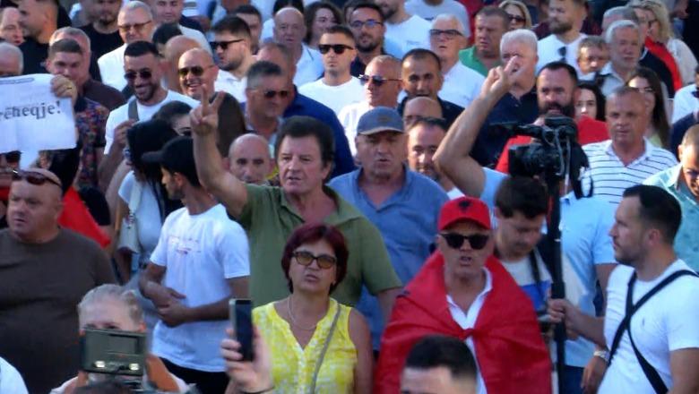 Momenti kur Sali Lushaj me të birin udhëheqin marshimin drejt kryeministrisë me dy gishtat lart