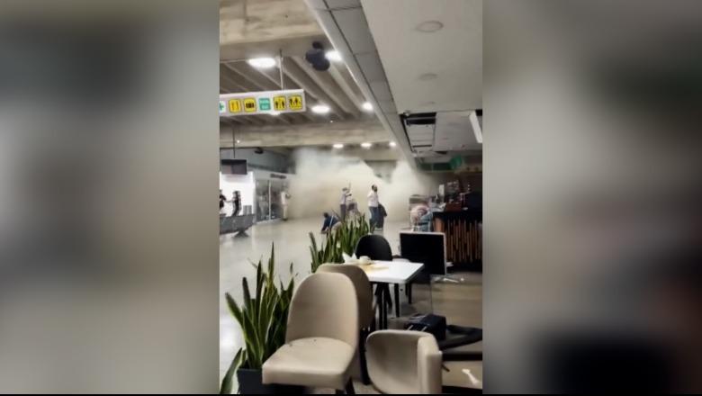 Pamje tmerri në aeroportin kryesor të Venezuelës, njerëzit vrapojnë të alarmuar teksa tavani shembet
