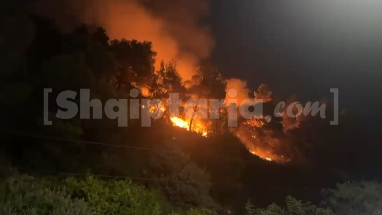 Zjarr në malin e Shëngjinit, bimët e thata favorizojnë përhapjen e flakëve