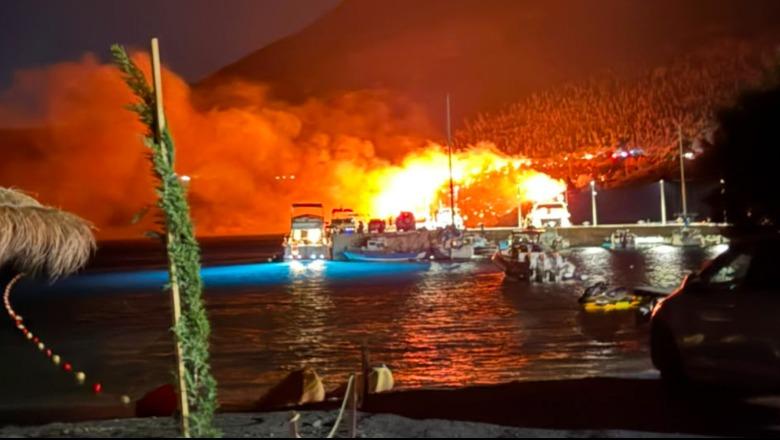 Zjarr i përmasave të mëdha në zonën e Porto Palermos, zjarrfikëset në vendngjarje