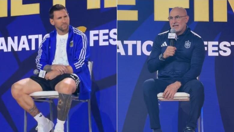 VIDEO/ Tifozët e Argjentinës fërshëllejnë trajnerin e Spanjës përpara finales së Botërorit, Lionel Messi ndihet në siklet! De la Fuente: Duhet të mësoni respektin