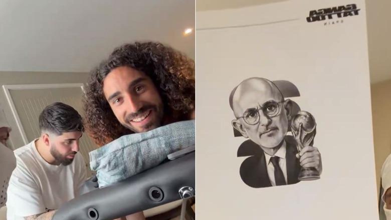 Premtoi se do bënte tatuazh fytyrën e trajnerit nëse fitonte Botërorin me Spanjën, Marc Cucurella përjetëson në trup Luis de la Fuenten