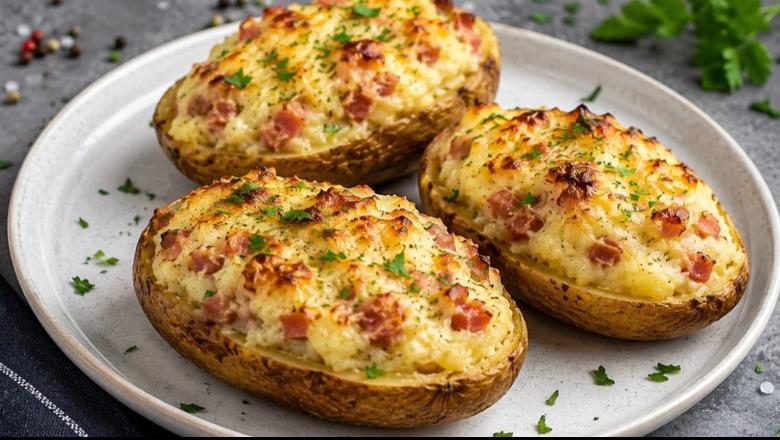 Patate të mbushura me djathë nga zonja Albana