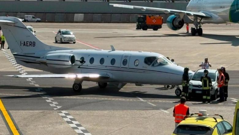 Incident në aeroportin e Linate-s në Milano: Makina nuk frenon dhe përplaset me avionin privat në pistë, ja çfarë ndodhi