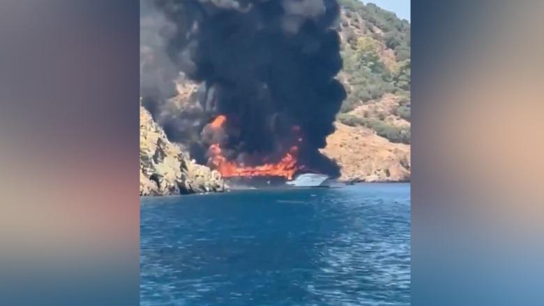 Anija turistike me mbi 100 pasagjerë në bord përfshihet nga flakët në brigjet e Turqisë, turistët hidhen në det për të shpëtuar (VIDEO)