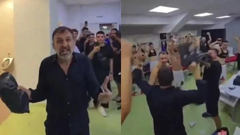 VIDEO/ Mijëra euro në qese të zezë, si presidenti i Dinamos shpërbleu futbollistët në dhomat e zhveshjes! Premton 500 mijë euro për 'kokën' e Pafos