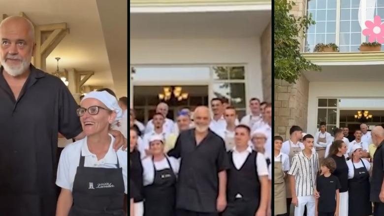 Takimi me deputetët dhe drejtuesit politikë në periferi të Tiranës, Rama pozon me stafin e restorantit
