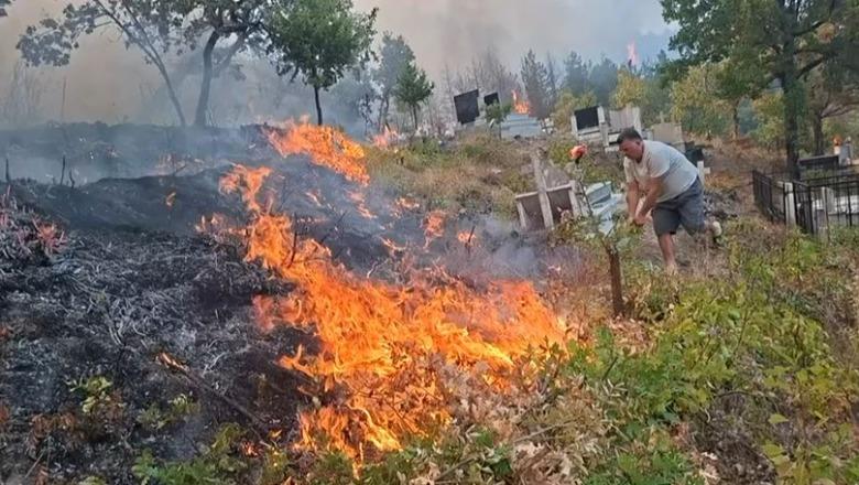 Zjarri në Rras të Lezhës djeg varrezat, në rrezik edhe Kisha e zonat e banuara! Flakët favorizohen edhe nga era e fortë