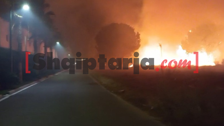 Zjarr masiv në Gjirin e Lalëzit, flakët iu afrohen banesave dhe hoteleve