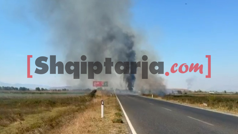 Tym i dendur mbulon superstradën Lezhë–Shkodër, zjarret në të dy anët e rrugës rrezikojnë qarkullimin