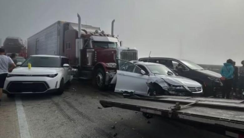 Aksident zinxhir, 69 automjete aksidentohen në SHBA, mjegulla e dendur “pushton” autostradën!