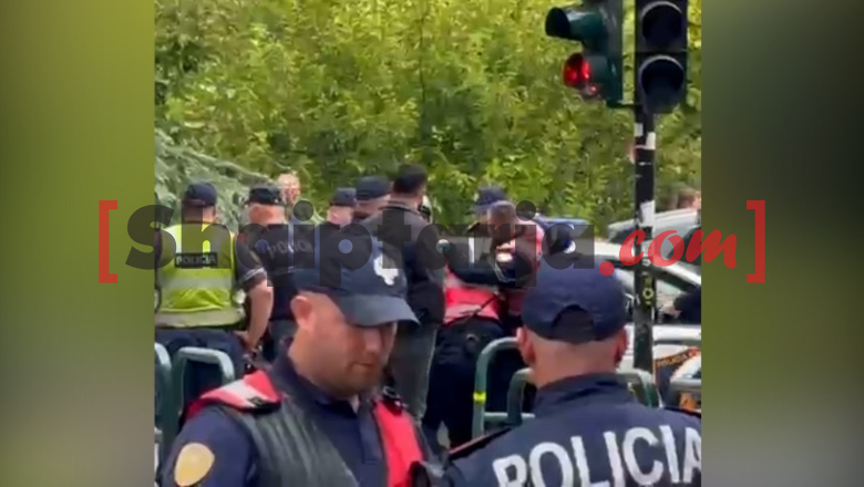 Tjetër incident në protestë, polici shkelmon protestuesin