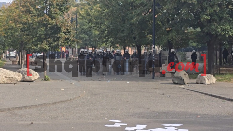 Policia ‘stacionohet’ te selia e PS, disa protestues hyjnë brenda tregut çam