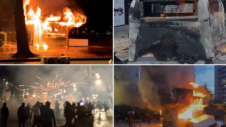 LIVE TV- ‘Betejë’ te Kryeministria/ Protestuesit sulm me gurë, policia i shpërndan me gaz! Digjen biznese, sulm institucioneve dhe bankave, 26 të lënduar