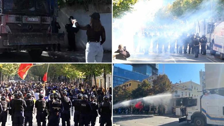 LIVE TV - Protestuesit nisin aktet e dhunës te Ministria e Arsimit! Hidhen gurë e kapsolla drejt policisë! Ndërhyhet me gaz lotsjellës