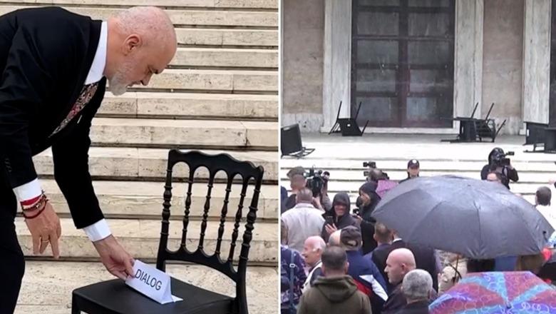 Protestat/ Rama vendos sërish ‘karriget e dialogut’ para Kryeministrisë: Dora ime është e shtrirë për këdo që mendon ndryshe! Çdo dhunues do të marrë përgjigjen e duhur (VIDEO)