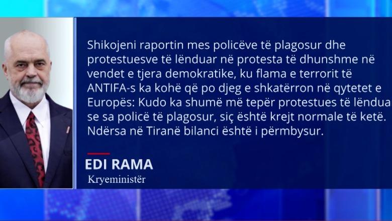 Protestat e dhunshme/ I thyen karriget, Rama i zëvendëson me stola guri dhe bën sërish thirrje për dialog (VIDEO)