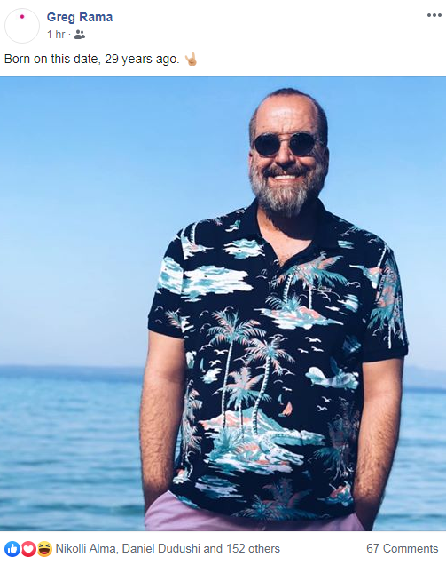 Greg Rama feston 29-vjetorin e lindjes, ndan foton me një shënim ...