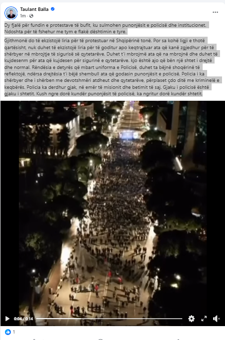  Fshehin dështimin e tyre me tym e flakë   Balla reagon për protestën e opozitës  Kush sulmon policinë  sulmon shtetin